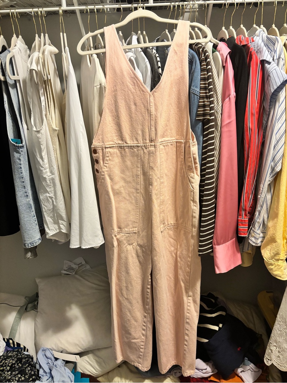 Alex Mill Blush Pink Cotton Utility Overalls Jumpsuit Size S